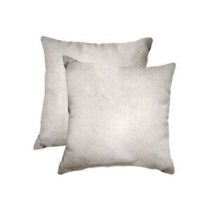 Natural Home Decor Torino Cowhide Pillow | 2-Piece | Off-white | 18"x18"